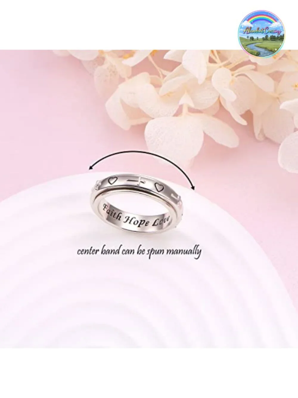 S925 Sterling Silver Spinner Ring Fidget Anxiety Relief Size 8
